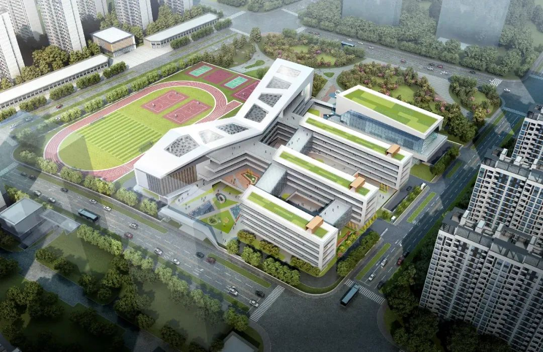 小学东南角鸟瞰效果图